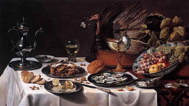 Pieter Claesz Still Life with Turkey Pie Norge oil painting art